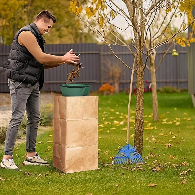 Adnee 2 Pcs Leaf Bag Funnel Holder, Foldable Lawn Bag Chute Stand Fit for 30 Gallon Paper Bags, Reusable Yard Waste Bag Funnel for Handling Garbage and Leaves
