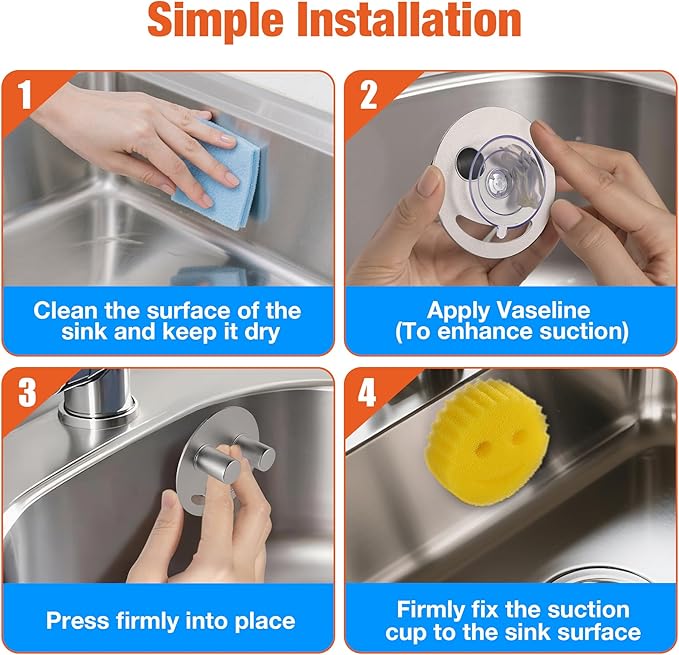 Smiley face sponge holder, kitchen Sink Caddy Organizer with Suction cup,Made of rust-proof aluminum that never rusts for Mommy & Daddy Sponges silvery (2-Pack）