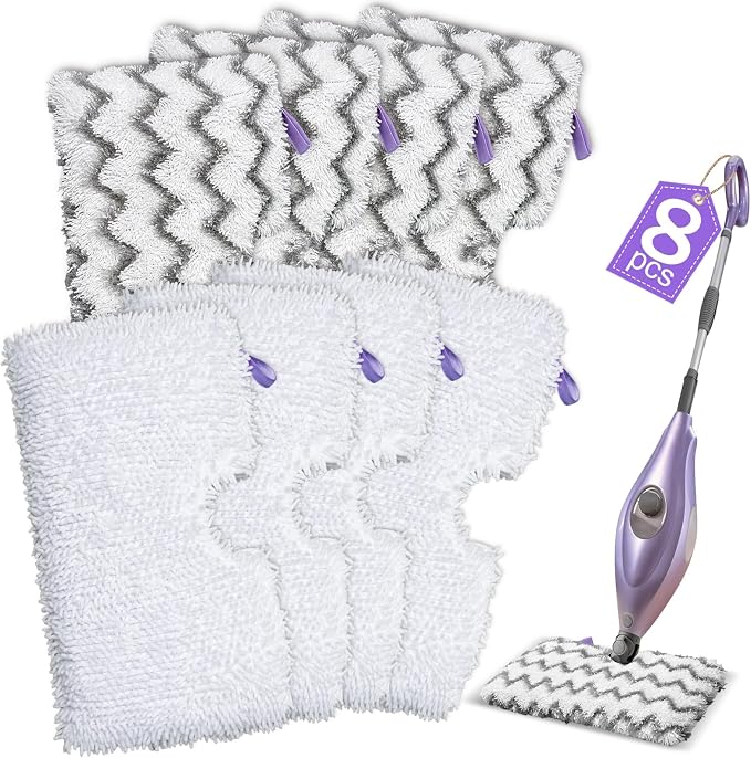 8-Pack S3501 S3601 Steam Mop Replacement Pads Compatible with Shark Steam Pocket Mops S3501 S3601 S3550 S3801 S3901 S3601D S3801CO S3901D S3455K S2902 SE450, Washable Microfiber Mop Pads Reusable