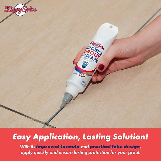 ZippySolve Tile Grout, Repair Kit, 2 Pack Grout Filler, Restore & Renew Tile Joints Line, Fast Drying Tile Grout Paint Squeeze Tube for Bathroom Shower Kitchen Floor, Waterproof (17.6 oz, Grey)
