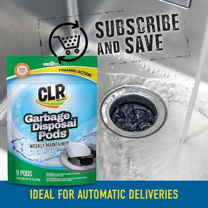 CLR Brands® Garbage Disposal Foaming Cleaner combines a powerful fast-dissolving formula with a fresh, clean-scented pod to safely clean and remove disposal odors without scrubbing. Use weekly.
