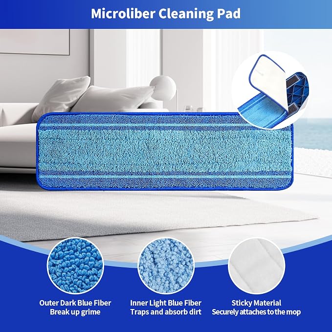3-Pack Microfiber Mop Pads for Bona Mpo- Washable Reusable Refills for Hardwood, Tile & Multi-Surface Floors | Pet Hair & Stain Remover