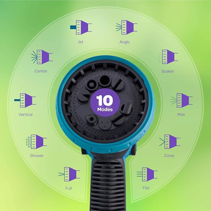 Hose Nozzle [2 Pack] Heavy Duty Hose Sprayer With 10 Adjustable Watering Patterns. Thumb Control Design, Comfortable Ergonomic Grip, Garden Hose Nozzle for Watering Plants & Lawns/Fun showers/Cleaning
