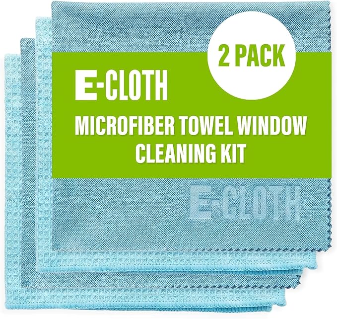 E-Cloth Window and Glass Cleaner Kit, Just Add Water - 2 Kits | Chemical-Free Cleaning - Reusable & Machine Washable Towel, Versatile Use for Mirrors, Cars, & Lenses, Alaskan Blue