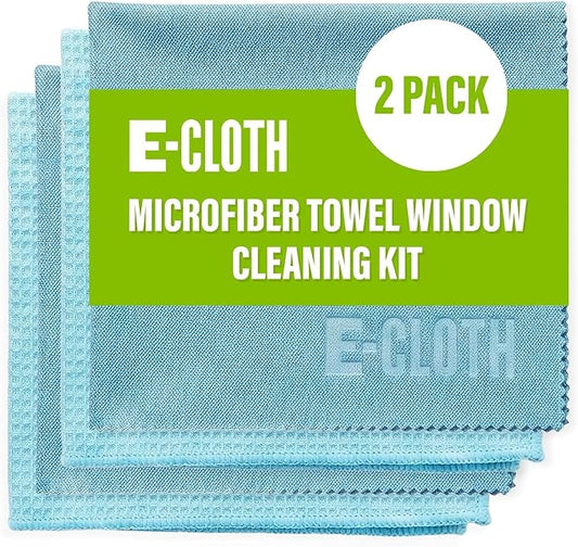 E-Cloth Window and Glass Cleaner Kit, Just Add Water - 2 Kits | Chemical-Free Cleaning - Reusable & Machine Washable Towel, Versatile Use for Mirrors, Cars, & Lenses, Alaskan Blue