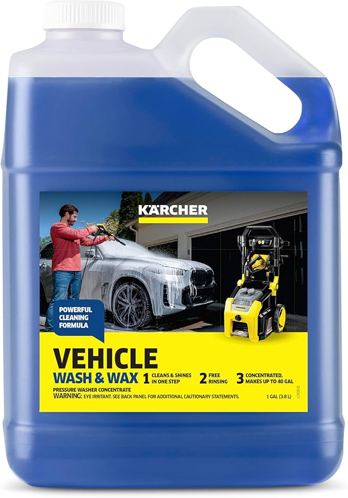 KÄRCHER Vehicle Wash and Wax, Pressure Washer Detergent | Cleans Cars, Bikes, Trucks, Boats and More, Highly Concentrated, Makes up to 40 gal of Cleaner