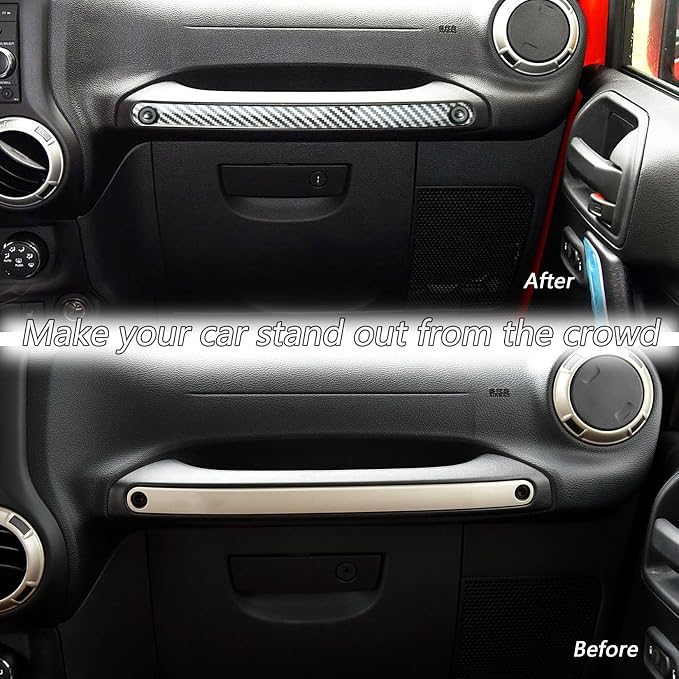 Copilot Grab Bar Trim Cover for 2011-2017 Jeep Wrangler JK JKU with Screw | Fits 11-17 Wrangler JK JKU, Passenger Seat Grab Handle Cover, Carbon Fiber, ABS Trim With No Drilling Installation