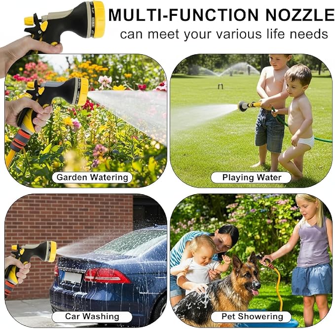 Garden Hose Nozzle High Pressure Leak Proof Spray Water Hose Nozzle Sprayer | Thumb Control Hose Sprayer, 10 Spray Modes On-Off Valve, High Pressure Leakproof Non-Slip Grip for Garden Plant Lawn Pet Wash