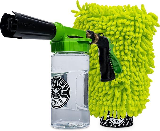 Chemical Guys, Foam Blaster 6 Foam Gun & Chenille Wash Mitt Kit, 2-Piece | Foam gun connects to any garden hose for thick suds, paired with a scratch-free chenille mitt for safe washing