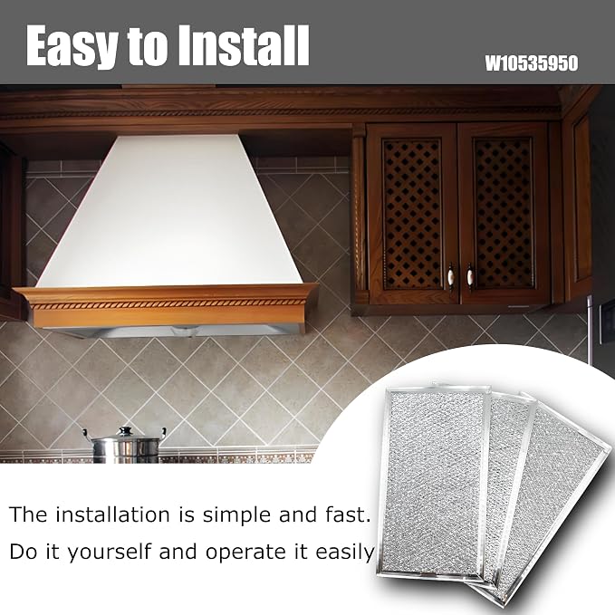 W10535950 PS8769987 Compatible with Whirlpool Microwave Grease Filter 3-Pack