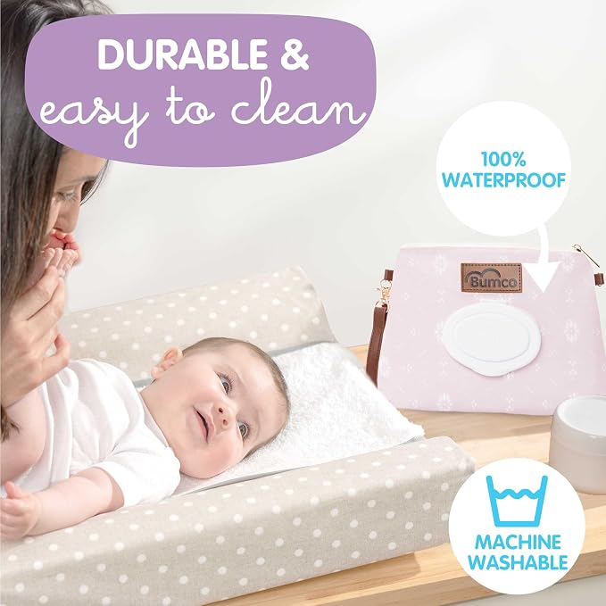Bumco Diaper Clutch Bag - Portable Wipes Dispenser & Diaper Holder, Airtight Travel Baby Wipes Case, Wipe Dispenser Travel Baby Wipes Dispenser On the Go, Diaper Wristlet