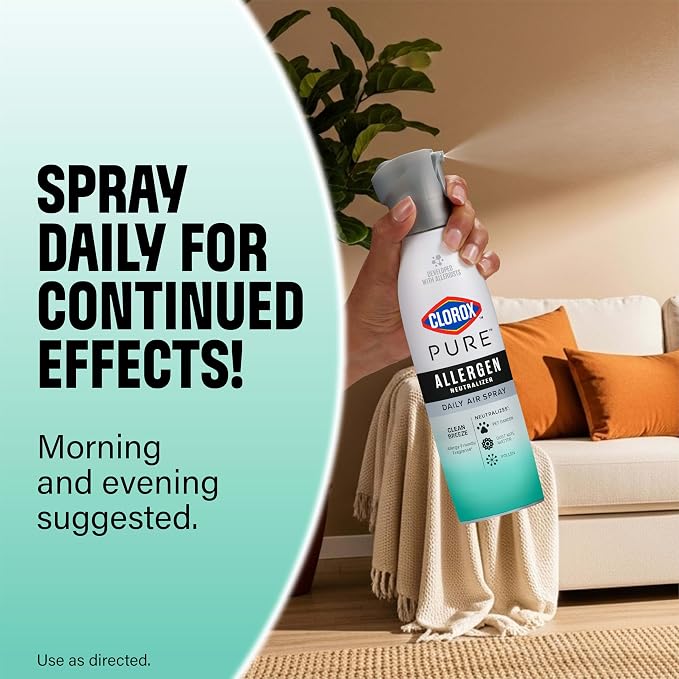 Clorox PURE Allergen Neutralizer Daily Air Spray, Clean Breeze, 8 Ounces