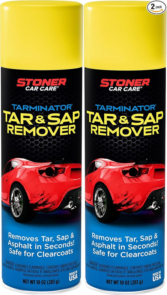 Stoner Car Care 91154-2PK Tarminator Tar, Sap, and Asphalt Remover – Fast Acting Tar and Sap Remover for Cars – Clear Coat Safe Auto Cleaner for Paint, Chrome and Wheels – 10 oz (Pack of 2)