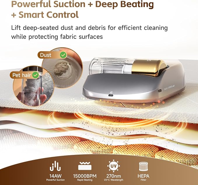 CREATULIZE X1 Robot Bed Vacuum, Automatic Mattress Vacuum Cleaner with Intelligent Path Planning, UV-C Light, HEPA Filter, One-Click 100% Dust & Pet Hair Removal for Bed, Mattress, Sofa, Carpet