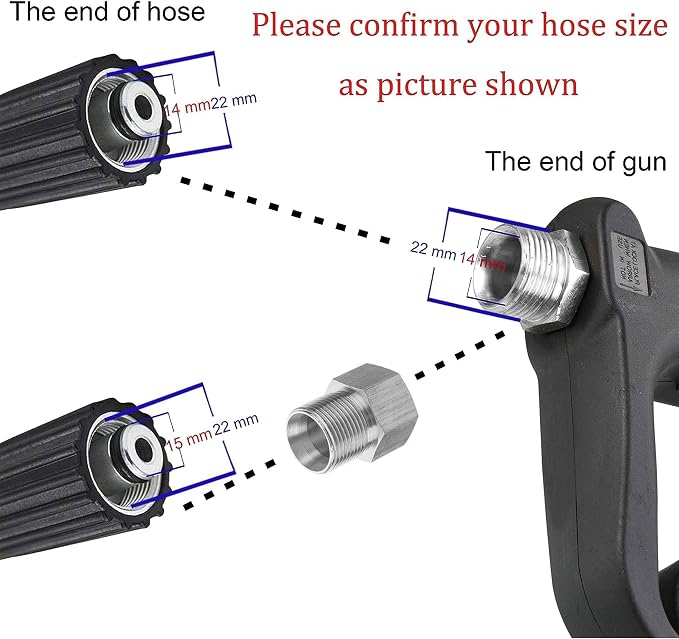 M MINGLE Replacement Pressure Washer Gun with Extension Wand, M22 15mm or M22 14mm Fitting, 5 Nozzle Tips, 40 Inch, 4000 PSI