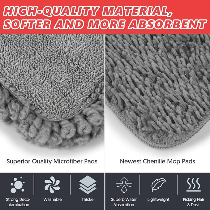 HOMTOYOU Dust Mop for Hardwood Floors: Microfiber Spray Mop for Cleaning | 3 Pcs Washable Reusable Pads, 1Pcs 400+ML Refillable Bottle, 360-Degree Swivel Mop, Red & Gray