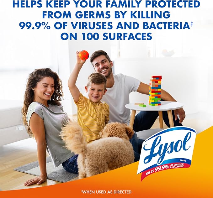 Lysol Disinfectant Spray, Household Cleaning Supplies, Disinfecting Multi-Purpose Room Spray, Antibacterial Sanitizer, Deodorizer, Kills Hantavirus, Mango & Hibiscus, 19 Fl Oz (Pack of 2)
