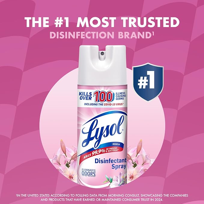 Lysol Disinfectant Spray, Household Cleaning Supplies, Disinfecting Multi-Purpose Room Spray, Antibacterial Sanitizer, Deodorizer, Kills Hantavirus, Early Morning Breeze, 19 Fl Oz (Pack of 2)