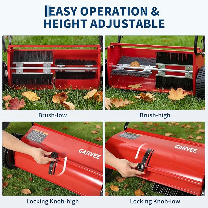 Push Lawn Sweeper 26Inch-Heavy Duty Walk Behind Leaf Collector and Yard Sweeper for Outdoor,Patio,Driveway,Garden Grass Sweepers,4 High Speed Spinning Brush,7 Cu. ft. Hopper Capacity | Yard Sweeper for Outdoor,Patio,Driveway,Garden Grass Sweepers,4 Hig...