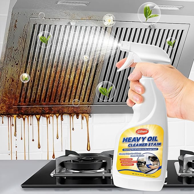 Heavy Oil Cleaner Stain - Effective Multi-Purpose Cleaner 17.6 oz, Includes Spray Bottle & Towel for Cleaning Kitchen, Oven, Stove, Range Hood, Sink