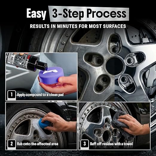 Metal Polish Kit with Applicator Pad – Restores Shine & Removes Oxidation on Chrome, Aluminum & Stainless Steel – Carnauba + Ceramic Protection – Metal Cleaner & Polish – 8.4 oz