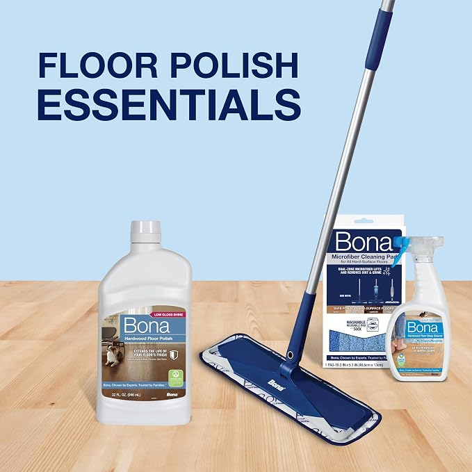 Bona Hardwood Floor Polish - 32 fl oz - Low Gloss Shine - Polish for Wood Floors - Protects and Renews Dull Flooring - Covers 500 sq ft (Pack of 2)