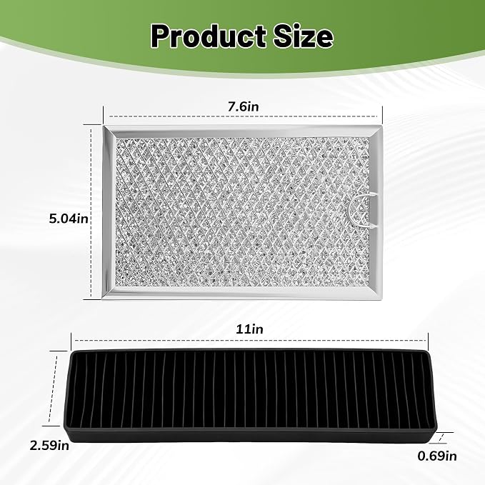 3Pcs Microwave Filter Set Replace for JVM7195SK6SS, PNM9216SK5SS, JVM7195EK5ES, JNM7196DK5BB, JVM7195DK5WW, JNM7196SK6SS, Compatible with GE Charcoal&Grease Filter