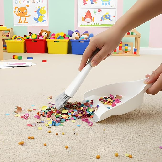 Small Hand Dust Pan and Brush - Small Broom and Dustpan Set, Mini Broom and Dustpan, Compact Dustpans and Brush for Home Cleaning, Sofa, Desk, Guinea Pig Cage, Cat Litter, etc. (Gray 3 Set)