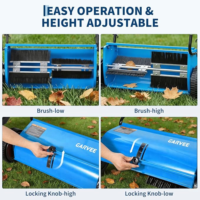 Push Lawn Sweeper 26Inch-Heavy Duty Walk Behind Leaf Collector and Yard Sweeper for Outdoor,Patio,Driveway,Garden Grass Sweepers,4 High Speed Spinning Brush,7 Cu. ft. Hopper Capacity | Yard Sweeper for Outdoor,Patio,Driveway,Garden Grass Sweepers,4 Hig...