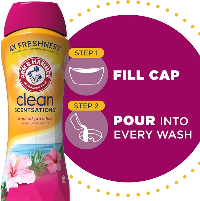 Arm & hammer In-Wash Scent Booster, Tropical Paradise, 24 oz | In-Wash Laundry Fragrance, Tropical Paradise Scent, Lasting Freshness for Clothes and Towels, Laundry Additive