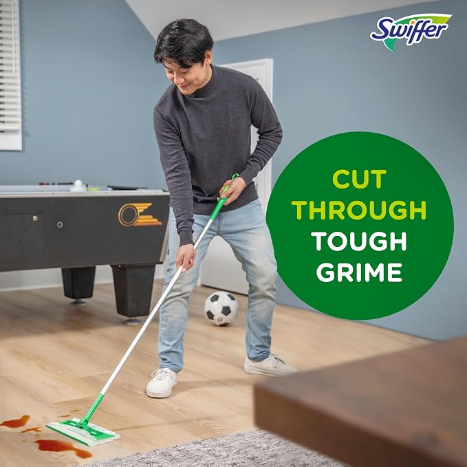 Swiffer Sweep + Mop, Wet Pads Refill, Floor Cleaner for Dirt, Dust, Hair, Cleaning Cloths for Mopping Home, Bathroom, Kitchen, All Purpose Multi-Surface Floor Wipes, Lavender, 12ct