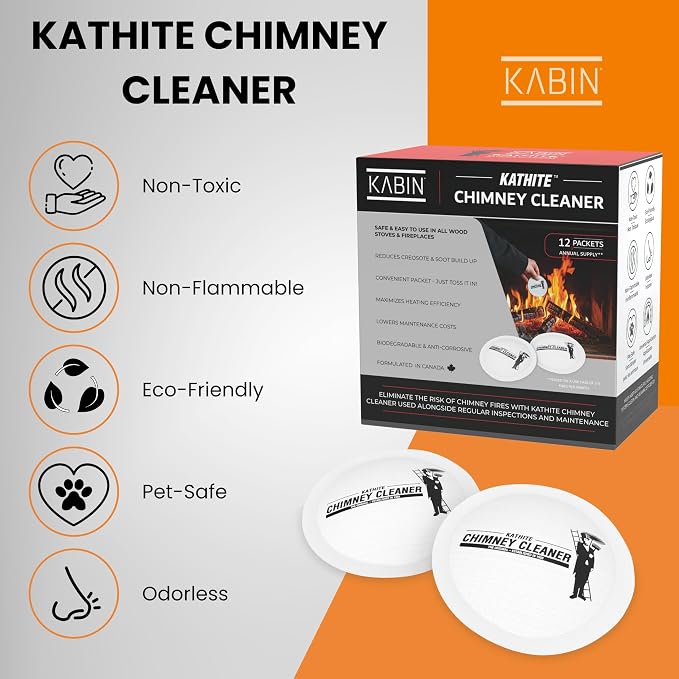 KABIN KATHITE Creosote Concentrate Buster - Triple Power Remover Packets - Fireplace Cleaner & Chimney Sweeping Kit, Premium Creosote & Soot Remover, Case of 12 Toss-In Packets