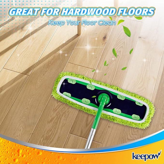 KEEPOW Reusable XL Wet Pads Refills for Swiffer XL Mop Sweeper, 2 Pack | X-Large Dry-sweeping / Wet-mopping Microfiber Cloths for Surface/Hardwood Floor Cleaning