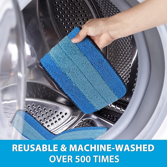 3 Pack Microfiber Cleaning Pads for Bona Mop, Safe for Hardwood and Hard-Surface Floors, Reusable Microfiber Mop Pads for 18 Inch Mop, No Residue, Super-Absorbent, Over 500 Machine Washes, Mr. Scrub