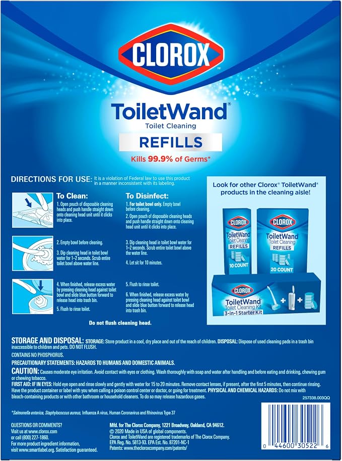Clorox ToiletWand Toilet Cleaner Refills, Toilet brush, Original, 20 Count