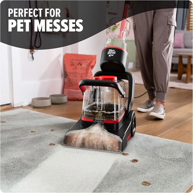 Dirt Devil Full Size Carpet Cleaner Machine for Carpet and Upholstery | Deep Cleaning Carpet Shampooer Machine with Two Cleaning Modes, Pair with Dirt Devil Carpet Cleaner Solution