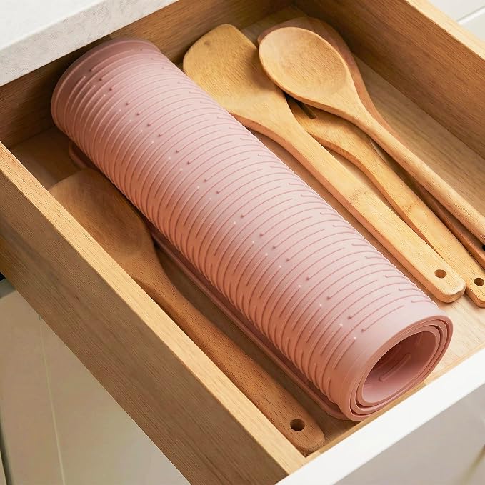 MicoYang Silicone Dish Drying Mat for Multiple Usage,Easy clean,Eco-friendly,Heat-resistant Silicone Mat for Kitchen Counter or Sink,Refrigerator or Drawer Liner Pink 5XL 36inches x 18inches