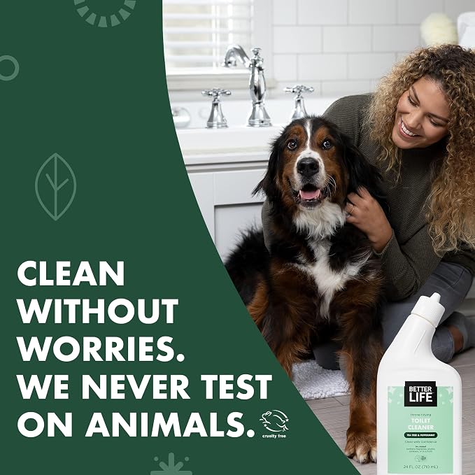 Better Life Toilet Bowl Cleaner, Plant-based, Stain & Odor Remover, Tea Tree & Peppermint Scent Cleaning Gel, Liquid Bathroom Cleaners for Household, 24 Oz, Pack of 2