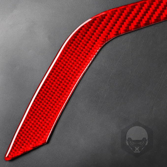 Red Real Carbon Fiber Trim for Nissan Rogue Accessories | for 2014 2015 2016 S SL SV Headlight Eyebrow Eyelid Strip Sticker Exterior Thick Overlay Decal