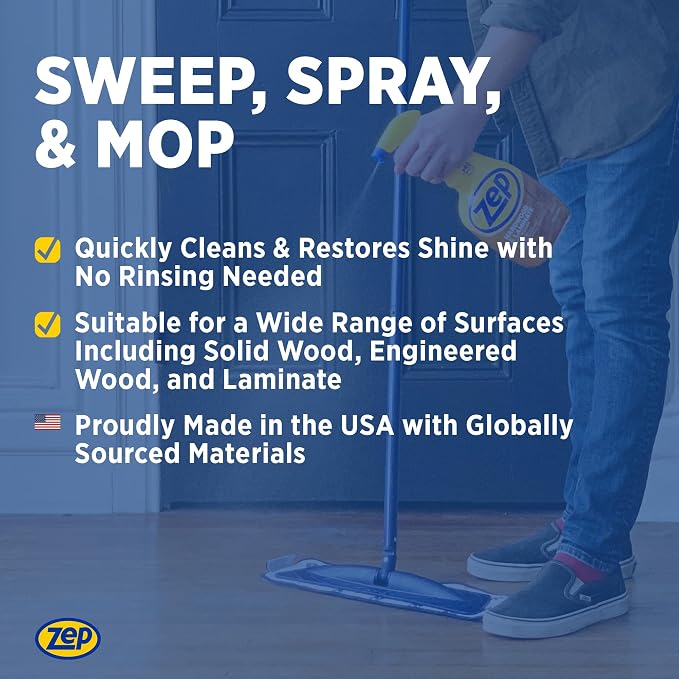 Zep Hardwood and Laminate Floor Cleaner - 32 oz (Case of 12) - ZUHLF32 - Removes Spots, Stains and Scuffs. Cleans and Restores Shine