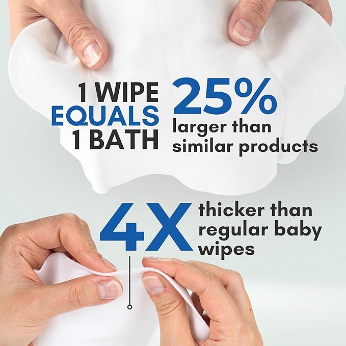Nurture Rinse Free Bathing Disposable Adult Wipes w/Aloe - Waterless Care | 48 Wipes Waterless Cleansing Disposable Adult Body Bath Wet Wipes for Sensitive Dry Skin, Disabled & Bedridden Care Washcloth