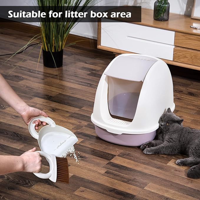 Mini Broom and Dustpan Set,Small Broom and Dustpan Set for Kitchen Countertops, Desks, Keyboard, Camping, Hand Brooms for Car Seats, Pet Litter-White