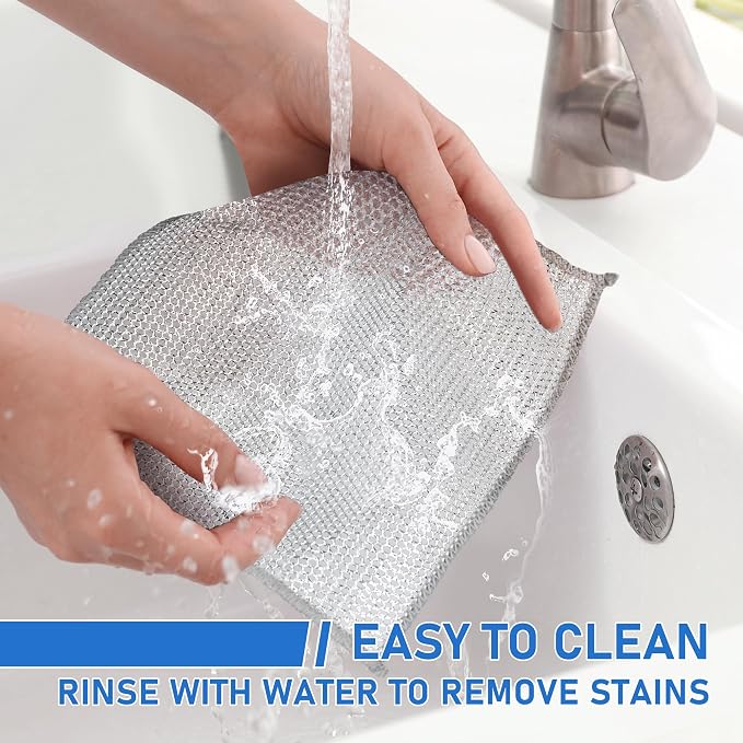 Aidoclip 30pcs Set Non-Scratch Steel Wool Dishcloth - Multi-Use Kitchen Scrubbers, Durable Cleaning Pads for Wet & Dry Use White