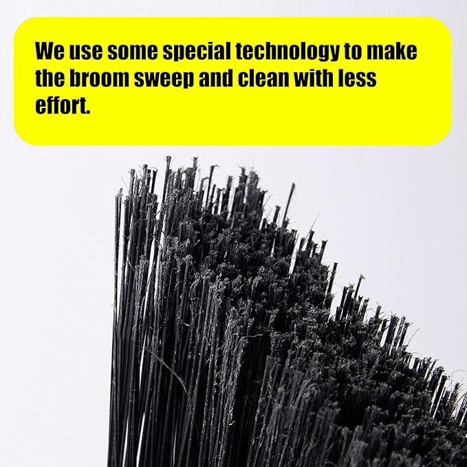 Yocada Commercial Heavy Duty Broom and Dustpan with Comb Set Indoor Outdoor for Courtyard Garage Lobby Mall Market Floor Home Kitchen Room Office Pet Hair Rubbish