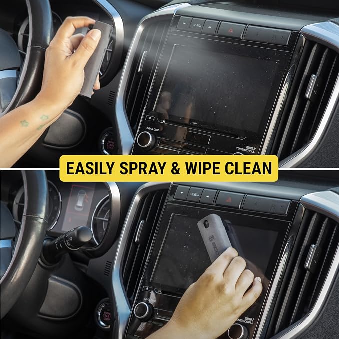 Scosche 2-in-1 Electronic Cleaner Spray with Microfiber Cloth for Electronics, Streak-Free Cleaning for TV, Computer, Phone, iPhone, Laptop, MacBook, Car Screen, 20ml Small Spray Bottles 2 Pack, Gray