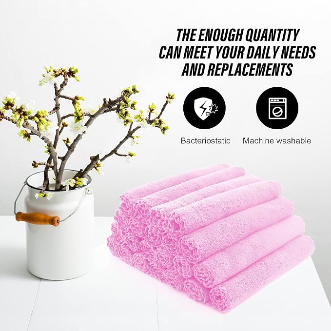 MOONQUEEN Ultra Soft Premium Washcloths Set - 12 x 12 inches - 72 Pack - Quick Drying - Highly Absorbent Coral Velvet Bathroom Wash Clothes (Frozen Berry)