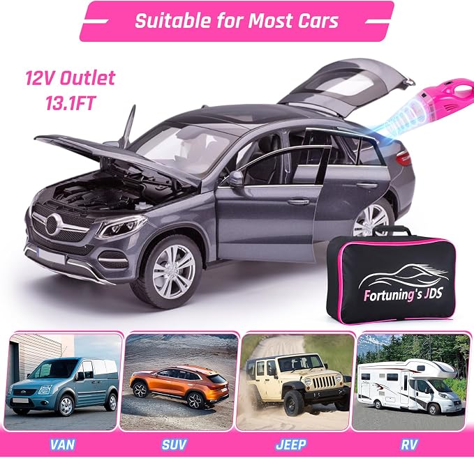 55PCS Pink Car Detailing Kit Interior Cleaner with High Power Handheld Vacuum, Car Wash kit with Detailing Brush Set,Car Interior Detailing Kit,Car Accessories for Cars,Gifts for Women