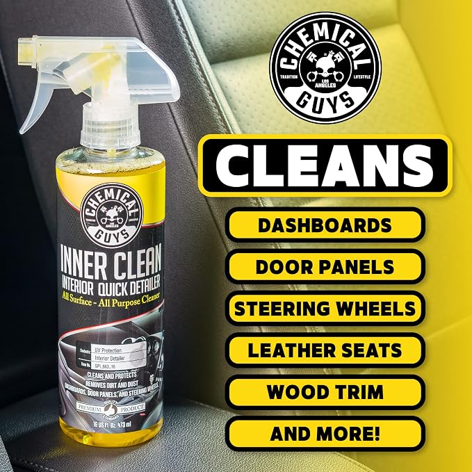 Chemical Guys SPI_663 InnerClean Interior Quick Detailer and Protectant, 1 Gal | Spray-and-wipe detailer cleans and refreshes dashboards, door panels, seats and trim, leaving a non-greasy finish