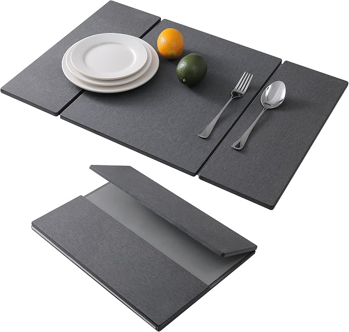Foldable Stone Dish Drying Mat for Kitchen Counter, Diatomaceous Earth Drying Mat with Non-Slip Backing, Heat Resistant Multifunctional Mat for Kitchen & Bathroom, Instant water absorption-(24"×16")