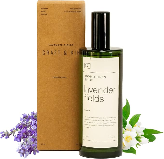 Craft & Kin Premium Lavender Room Spray – Long-Lasting Air Freshener for Home – Natural Essential Oil Linen & Pillow Spray – Odor Eliminator Aroma Mist for Bedroom & Washroom – 6.76 oz